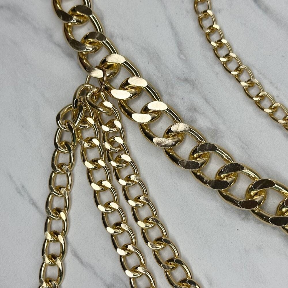 Womens Gold Tone Draped Multi Chain Belt Coin Charm One Size (OS) ✨ - Picture 6 of 16